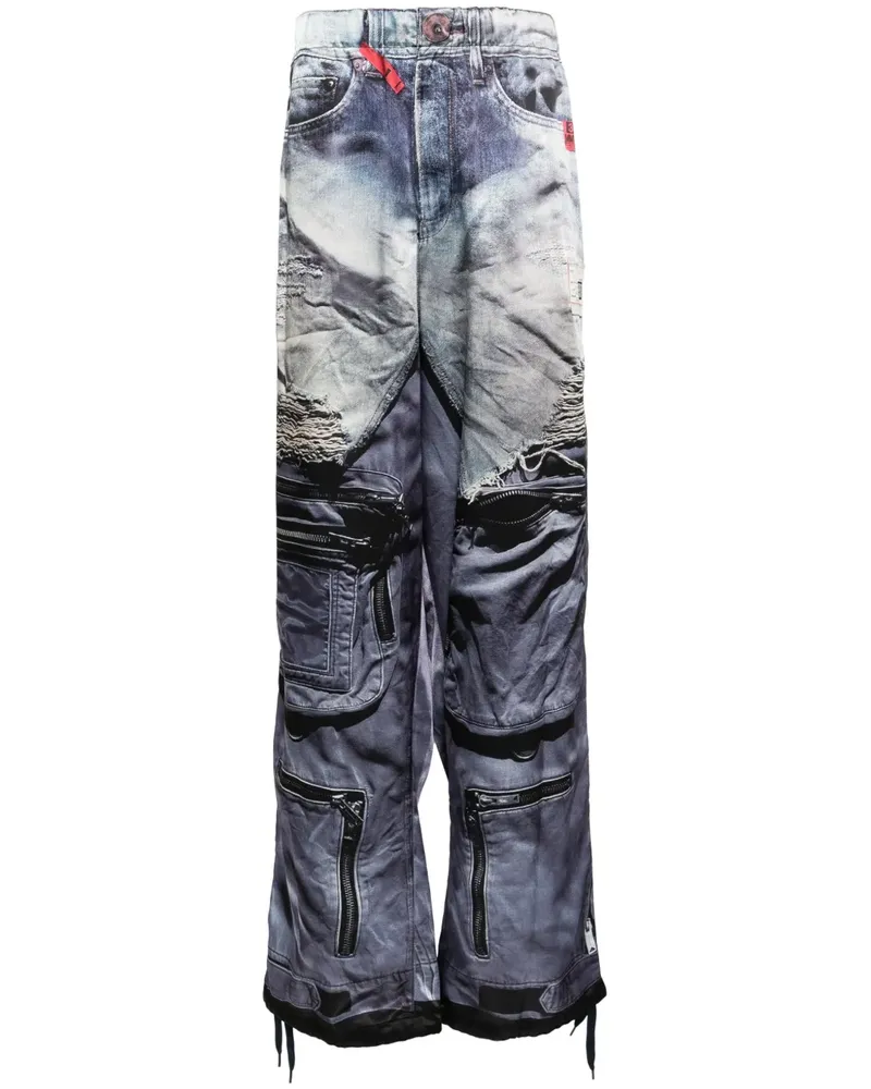 MIHARAYASUHIRO x T.A.T.A Trompe-l'oeil Archive Hose mit Print - NAVY Navy