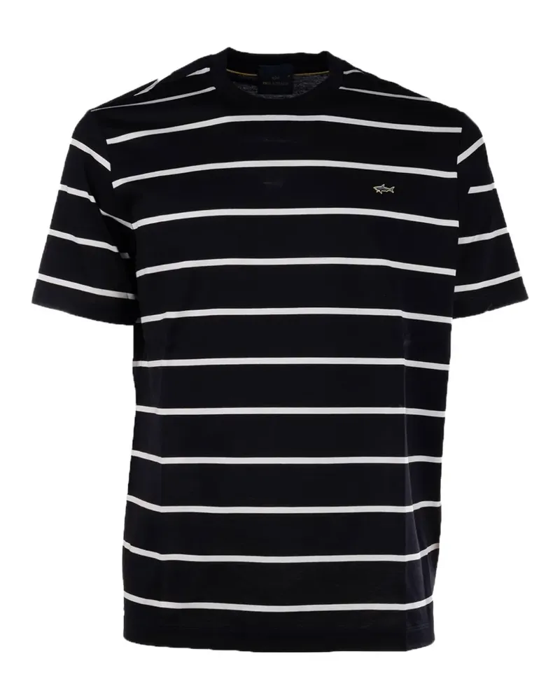 Paul & Shark Gestreiftes T-Shirt mit Hai - Blau Blau