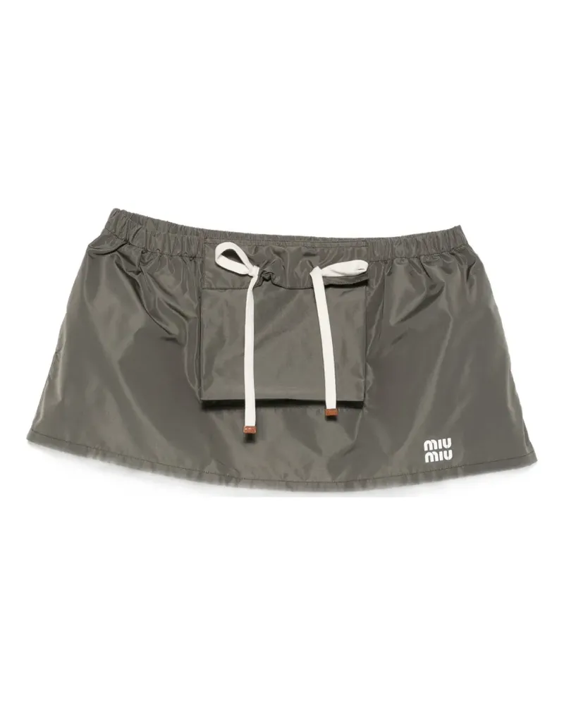 Miu Miu Tela Tec logo-print pocket mini skirt - Grün Grün