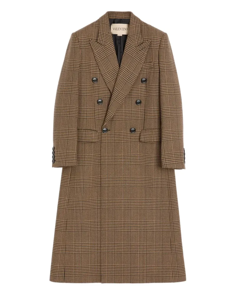 Valentino Garavani Doppelreihiger Mantel mit Karomuster - Braun Braun