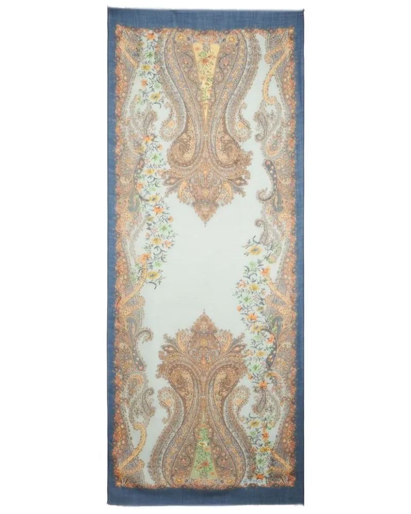 Etro Kaschmirschal mit abstraktem Print - Blau Blau