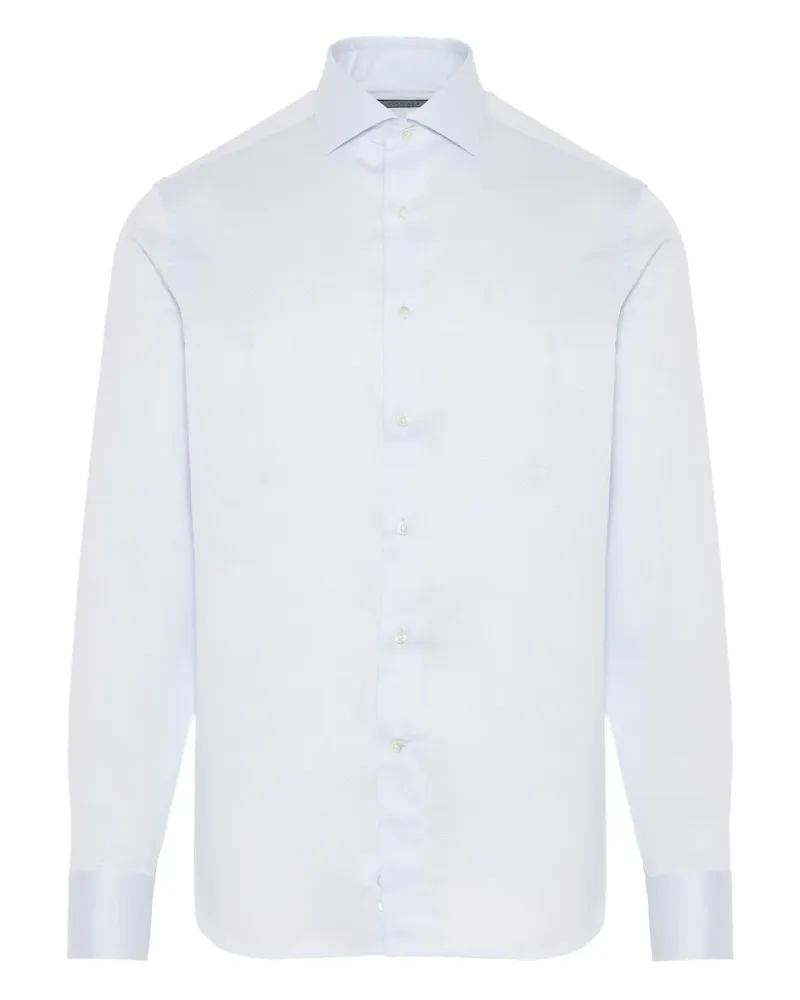 Canali Hemd aus Popeline - Blau Blau