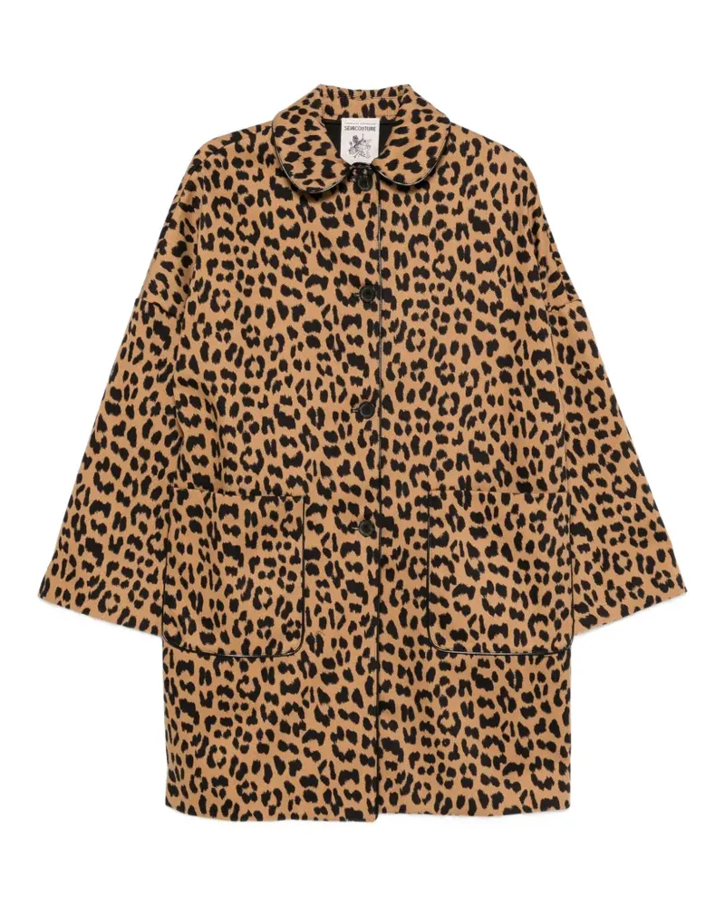 Semicouture Mantel mit Leopardenprint - Braun Braun