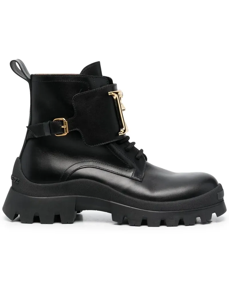 Dsquared2 Stiefeletten mit Logo-Schild - Schwarz Schwarz