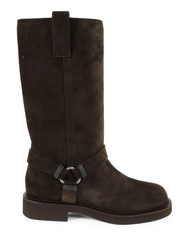Brunello Cucinelli harness-detail suede boots - Braun Braun