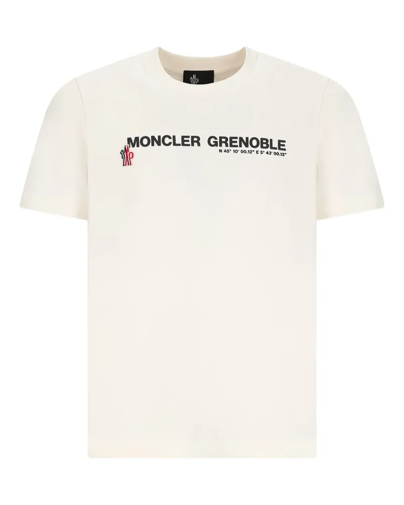Moncler Kurzärmeliges T-Shirt mit Logo-Print - Weiß Weiß