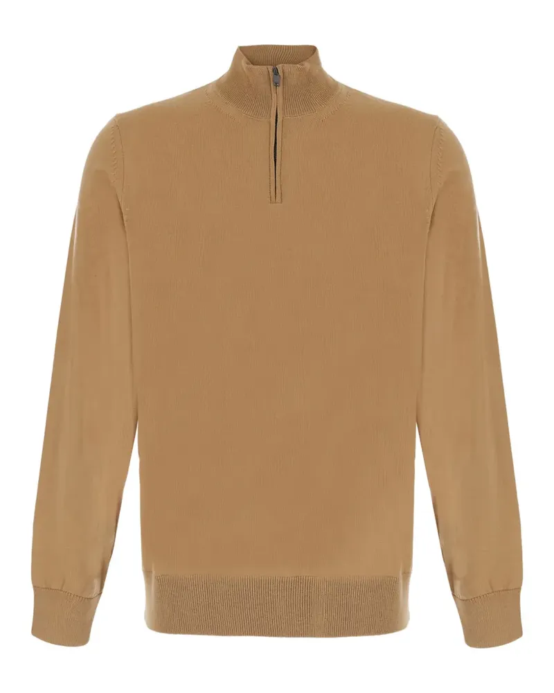 HUGO BOSS Pullover mit kurzem Reißverschluss - Nude Nude