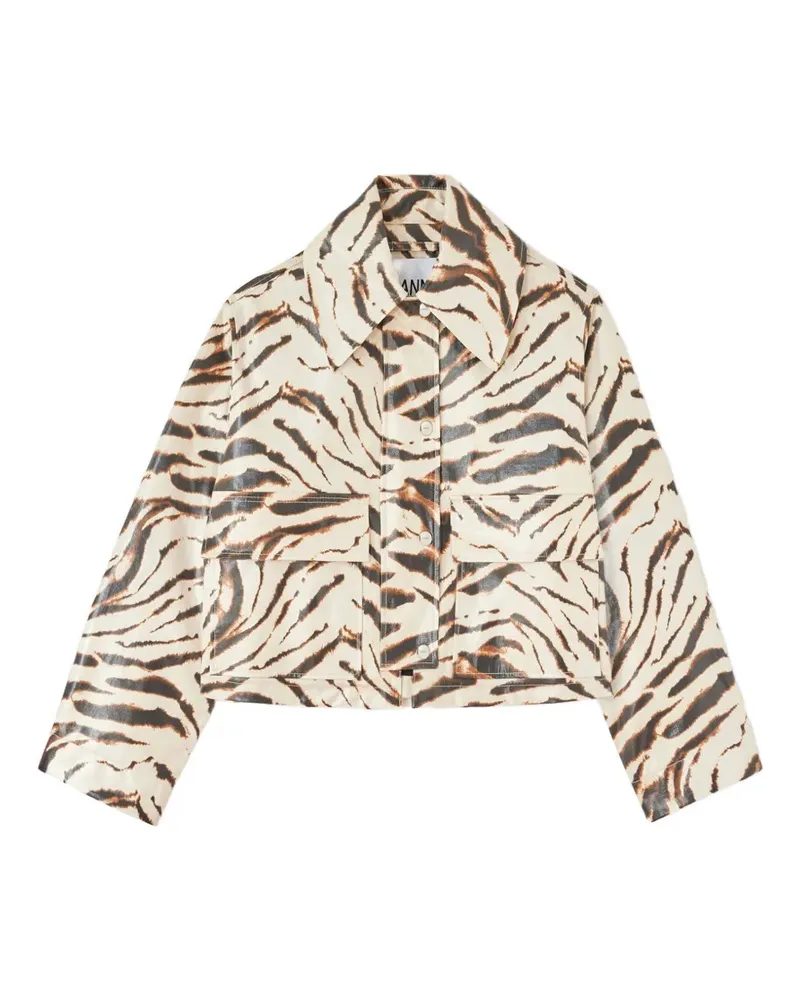 Ganni Laminierte Jacke mit Zebra-Print - Nude Nude