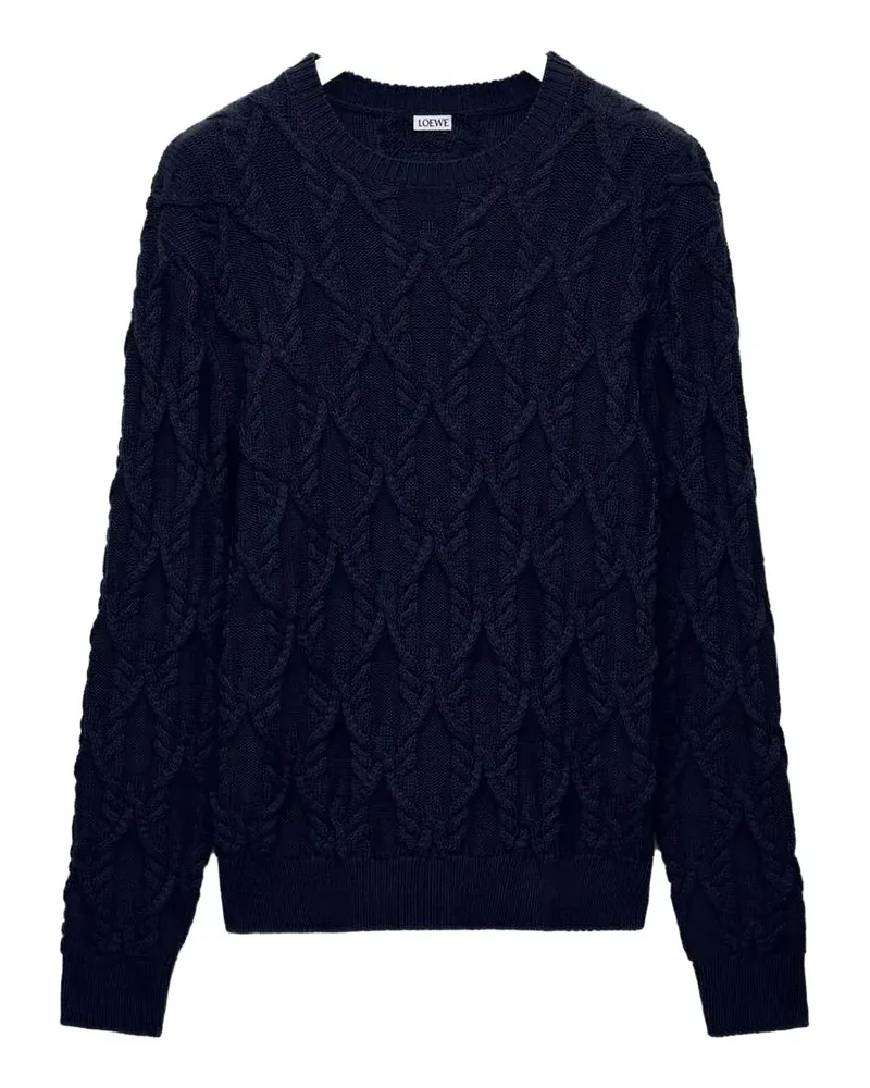 Loewe Pullover mit Zopfmuster - Blau Blau