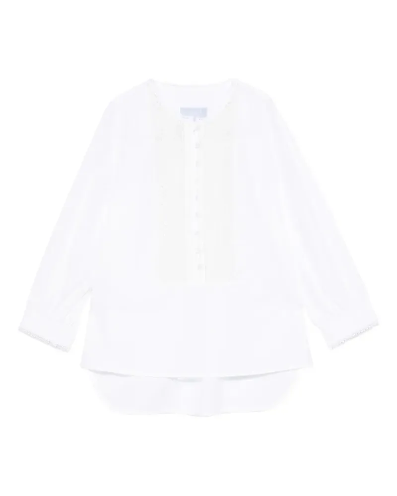 Seafarer button lace blouse - Weiß Weiß