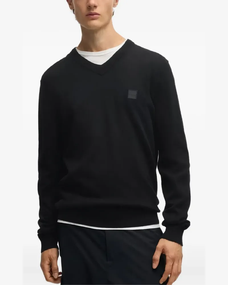 HUGO BOSS Pullover mit V-Ausschnitt - Schwarz Schwarz