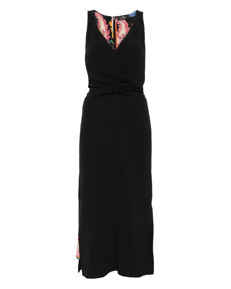 Etro Midikleid mit Raffung - Schwarz Schwarz