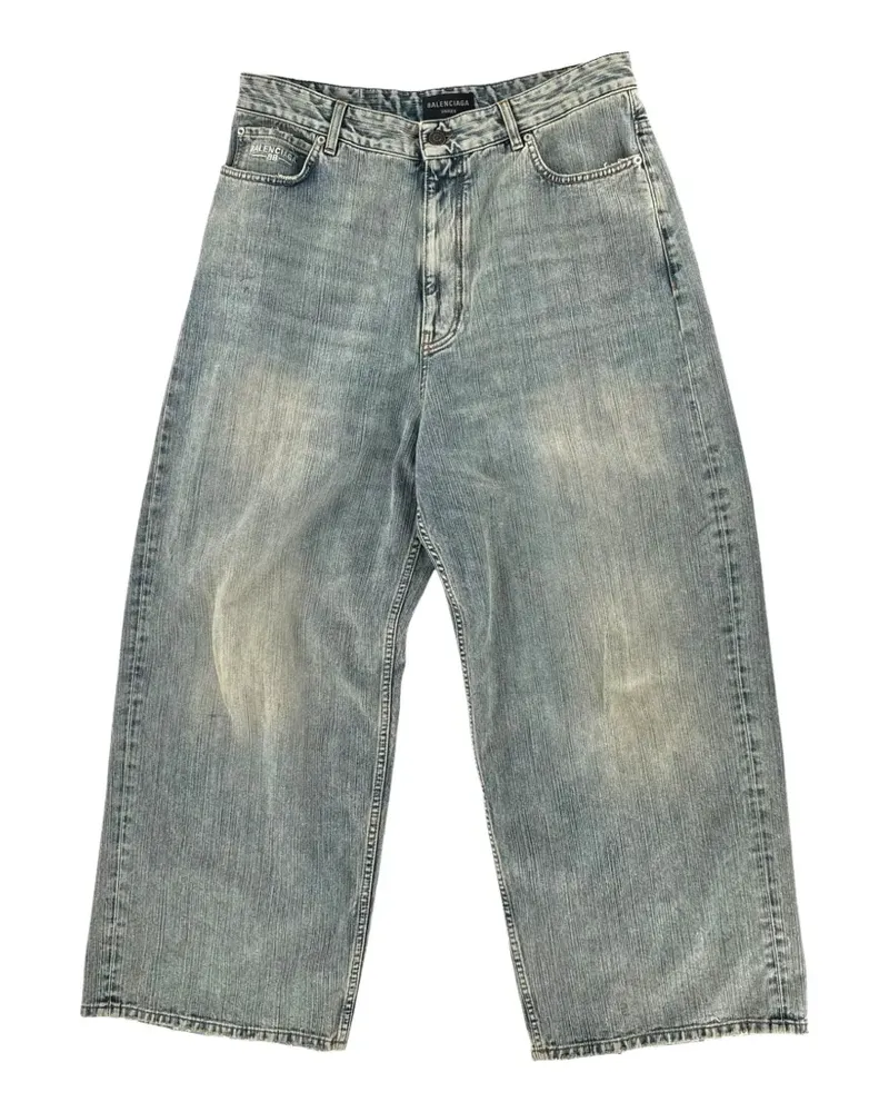 Balenciaga Ausgeblichene Wide-Leg-Jeans - Blau Blau