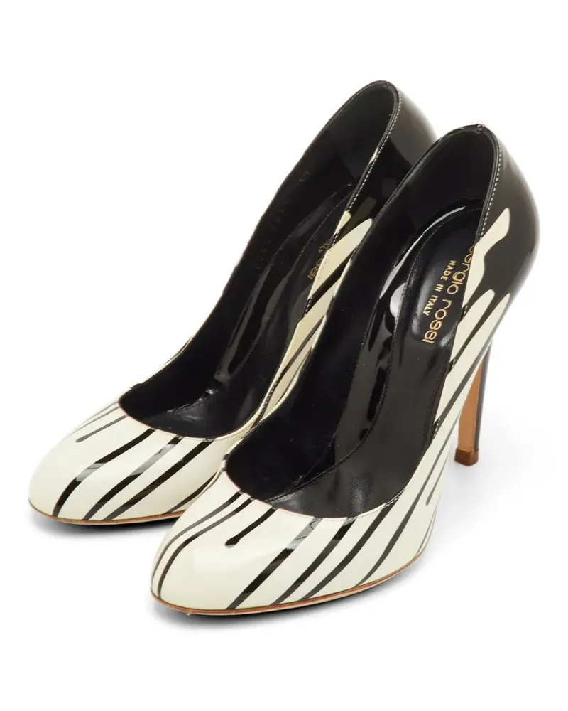 Sergio Rossi drip-paint patent leather pumps - Nude Nude