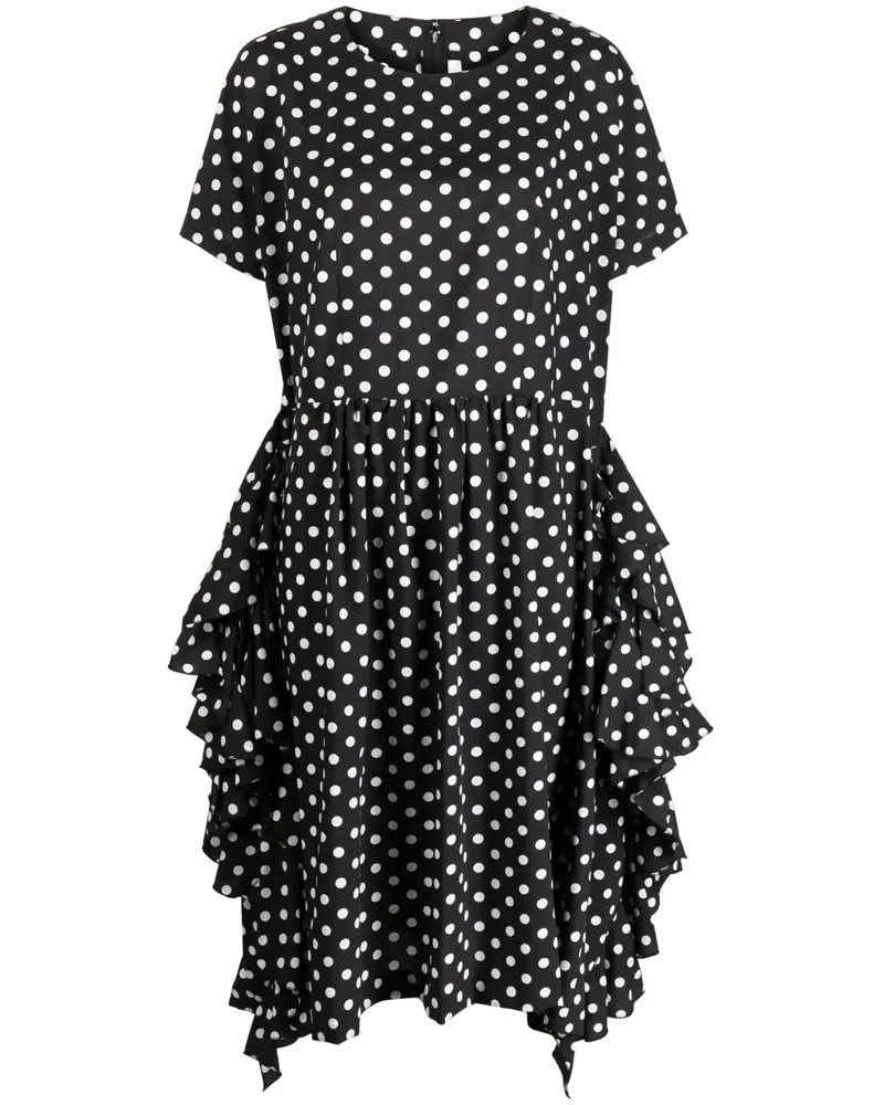Comme des Garçons Gerüschtes Kleid mit Polka Dots - Schwarz Schwarz
