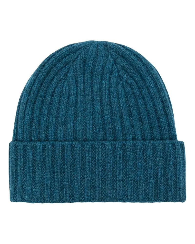 N.Peal Grob gerippte Beanie Blau