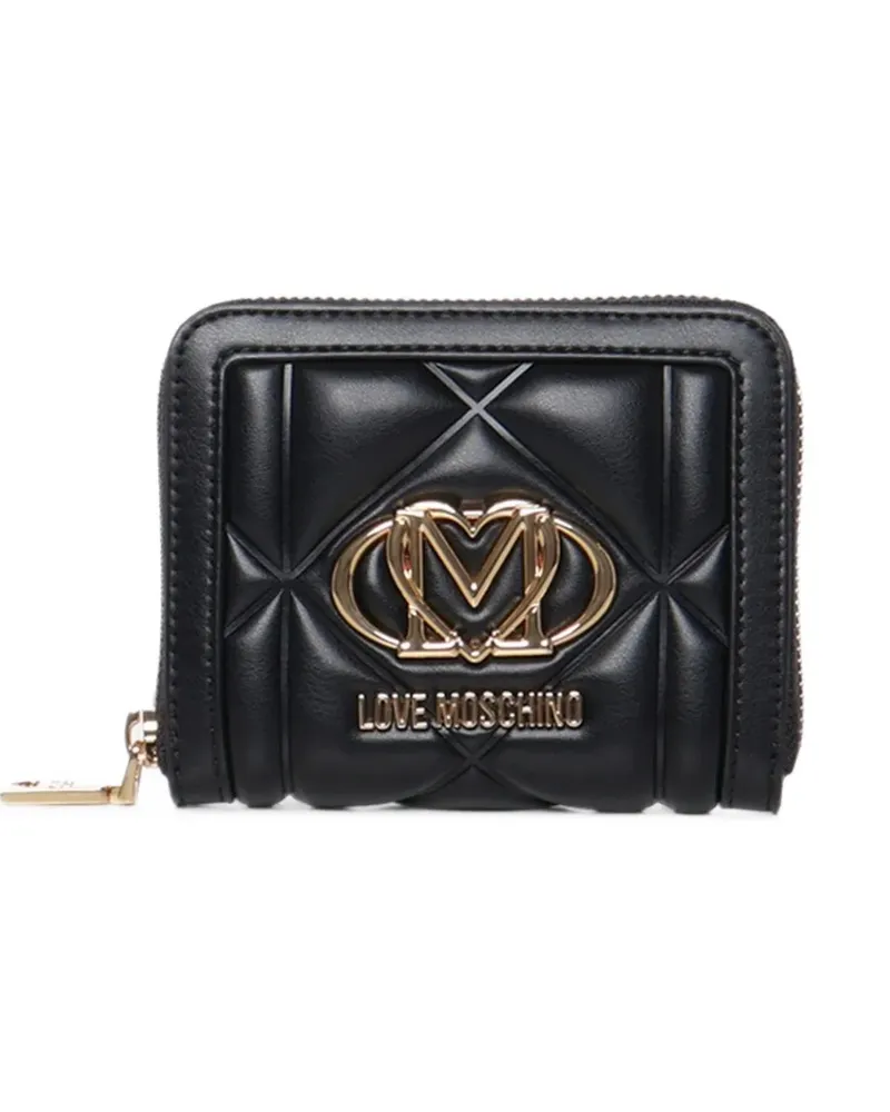 Moschino quilted logo-plaque wallet - Schwarz Schwarz