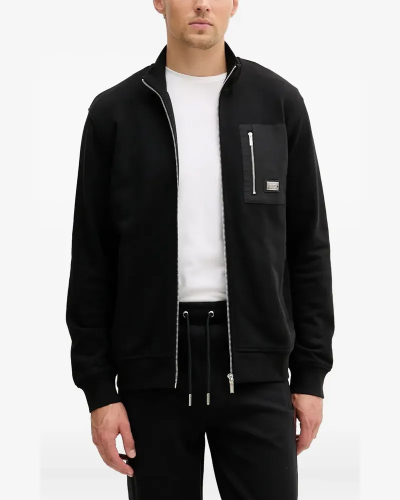 Karl Lagerfeld Sweatshirtjacke mit Logo-Schild - Schwarz Schwarz