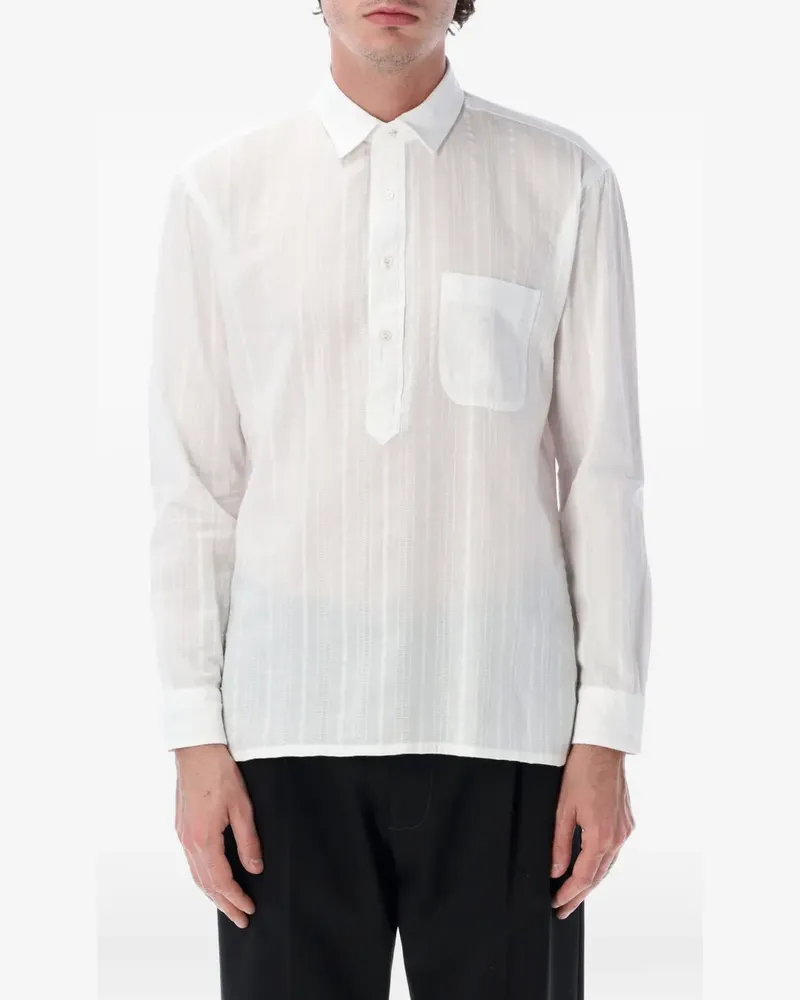 Salvatore Piccolo Alberto stripe-patterned chest-pocket polo shirt - Weiß Weiß