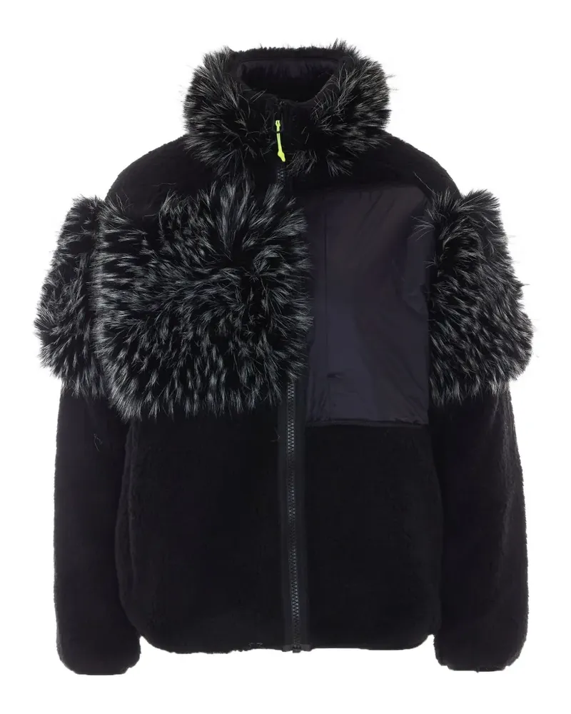 Jet Set Axi Fleecejacke mit Faux Fur-Besatz - Schwarz Schwarz