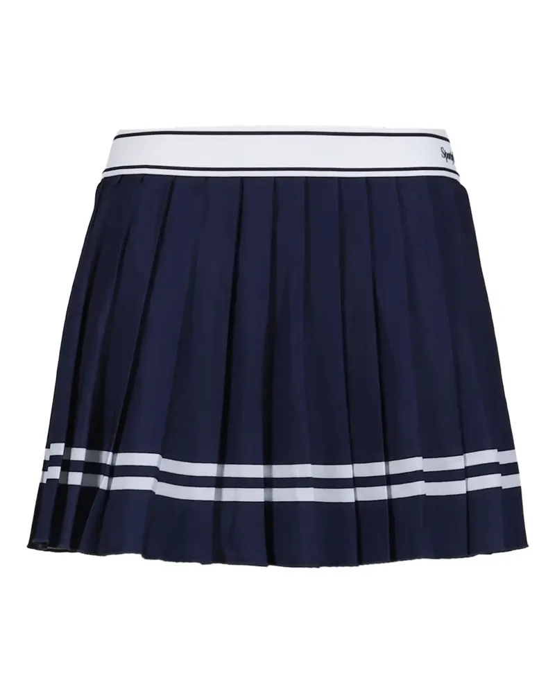 SPORTY & RICH Gestreifter Faltenrock - Blau Blau