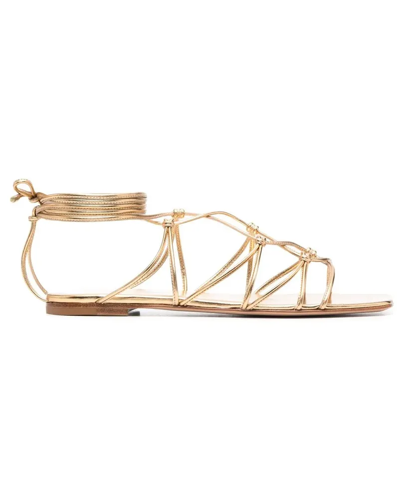 Gianvito Rossi Flache Sandalen mit gekreuzten Riemen - Gold Gold