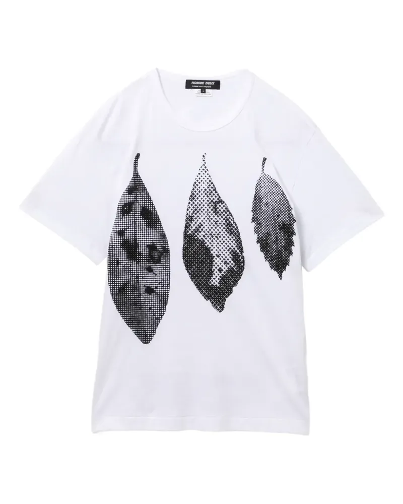 Comme des Garçons T-Shirt mit Blatt-Print - Weiß Weiß