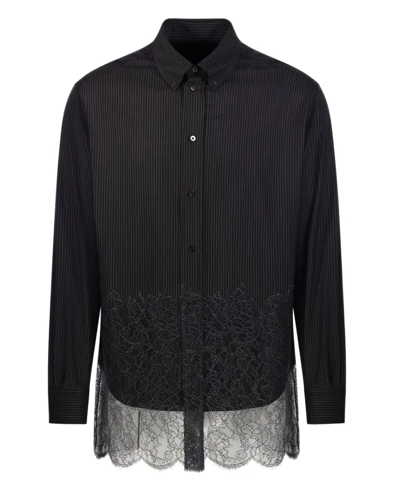 Fendi striped lace-detailing shirt - Braun Braun