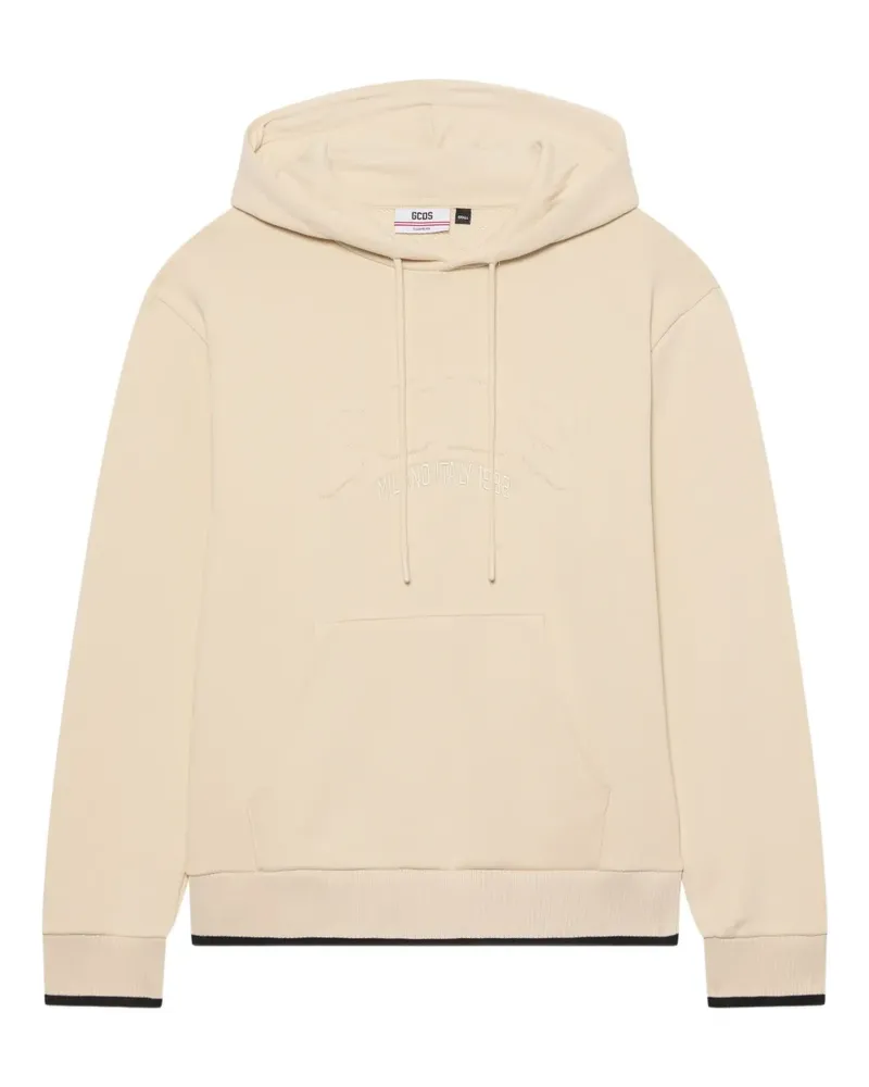 GCDS logo-embossed hoodie - Nude Nude