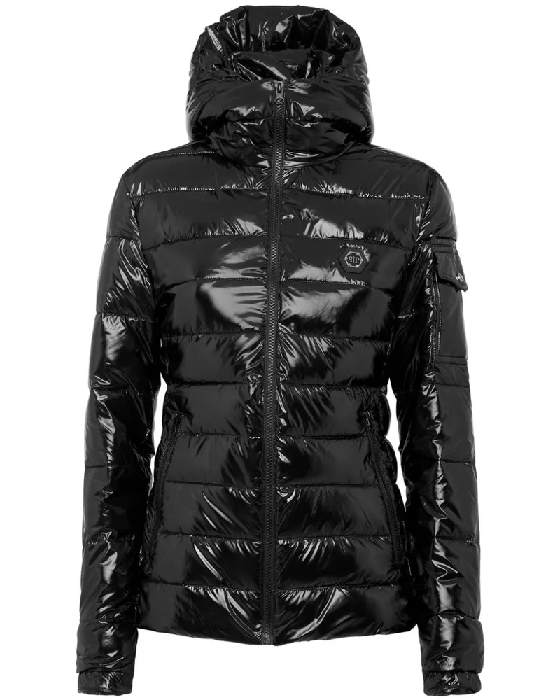 Philipp Plein Steppjacke mit Logo - Schwarz Schwarz