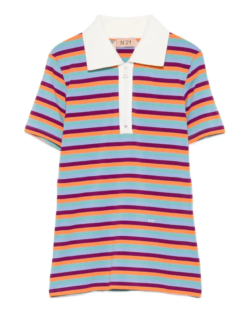 N° 21 striped zip-up polo top - Blau Blau