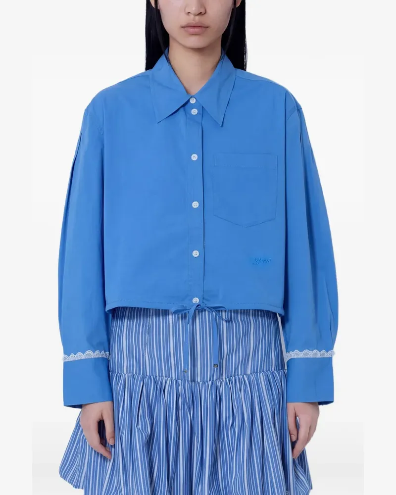 Ganni Hemd aus blauer Baumwolle Blau