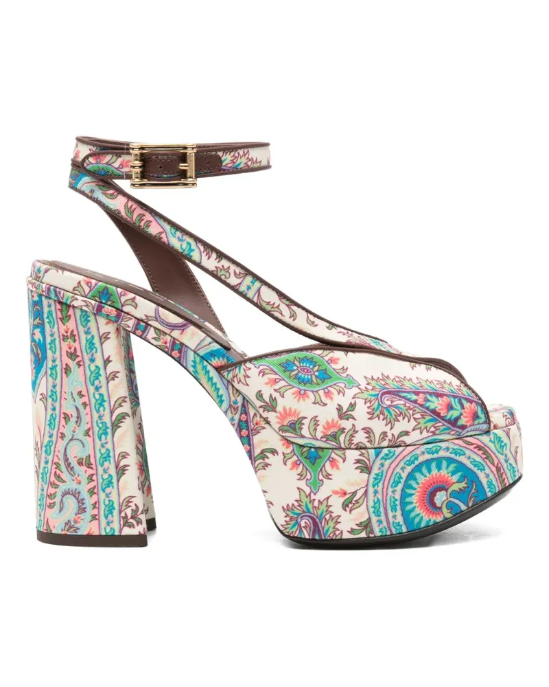 Etro Paisley-pattern platform-heel sandals - Nude Nude