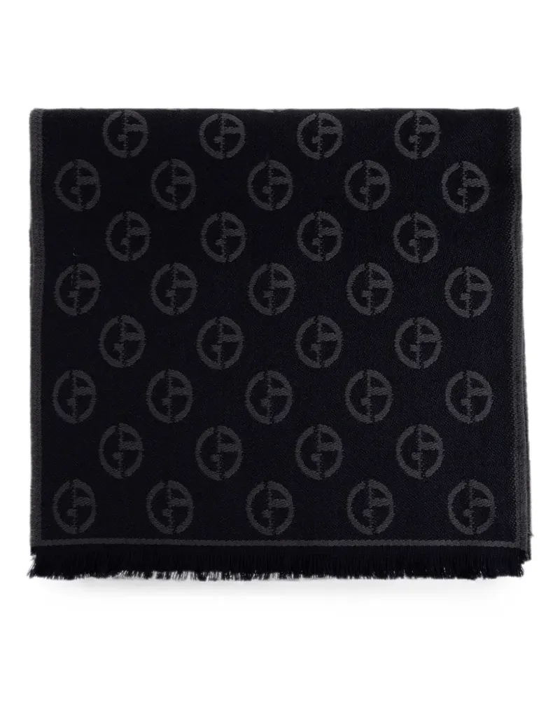 Giorgio Armani monogram fringed scarf - Blau Blau