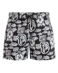 Vilebrequin Badeshorts mit Blumen-Print Schwarz