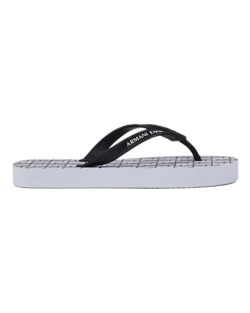Armani Exchange Flip-Flops mit Logo-Print - Weiß Weiß