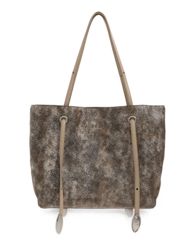 Diesel D-Rop cracked-effect tote bag - Braun Braun