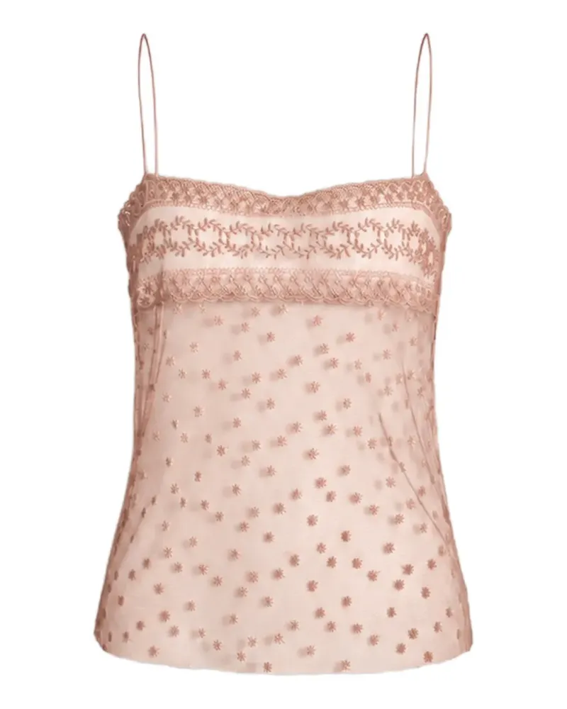 Alberta Ferretti embroidered sheer camisole top - Rosa Rosa