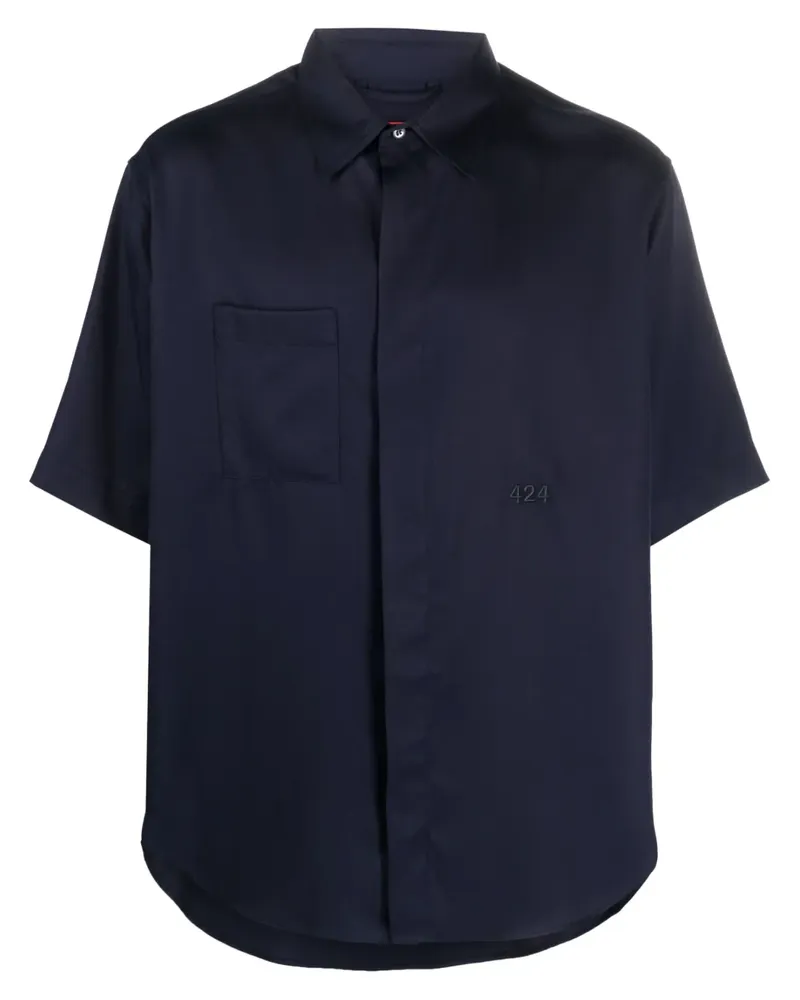 FourTwoFour on Fairfax Hemd mit Logo-Stickerei - Blau Blau