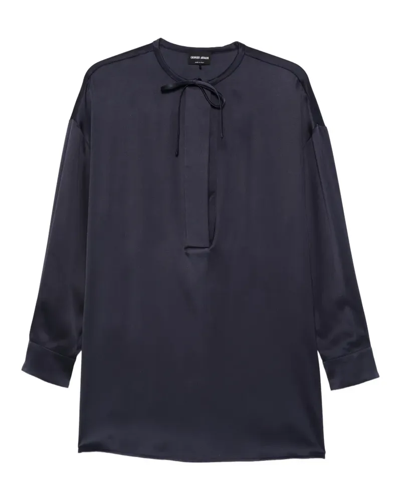 Giorgio Armani Bluse mit Schleifenkragen - Blau Blau