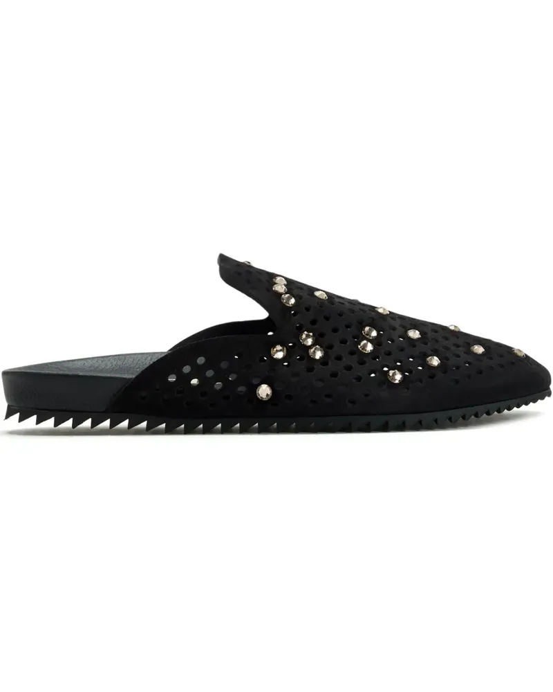 Pedro Garcia Perforierte Braidy Mules mit Kristallen - BLACK BLACK CASTORO Black