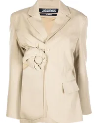 Jacquemus Asymmetrischer Cropped-Blazer Nude