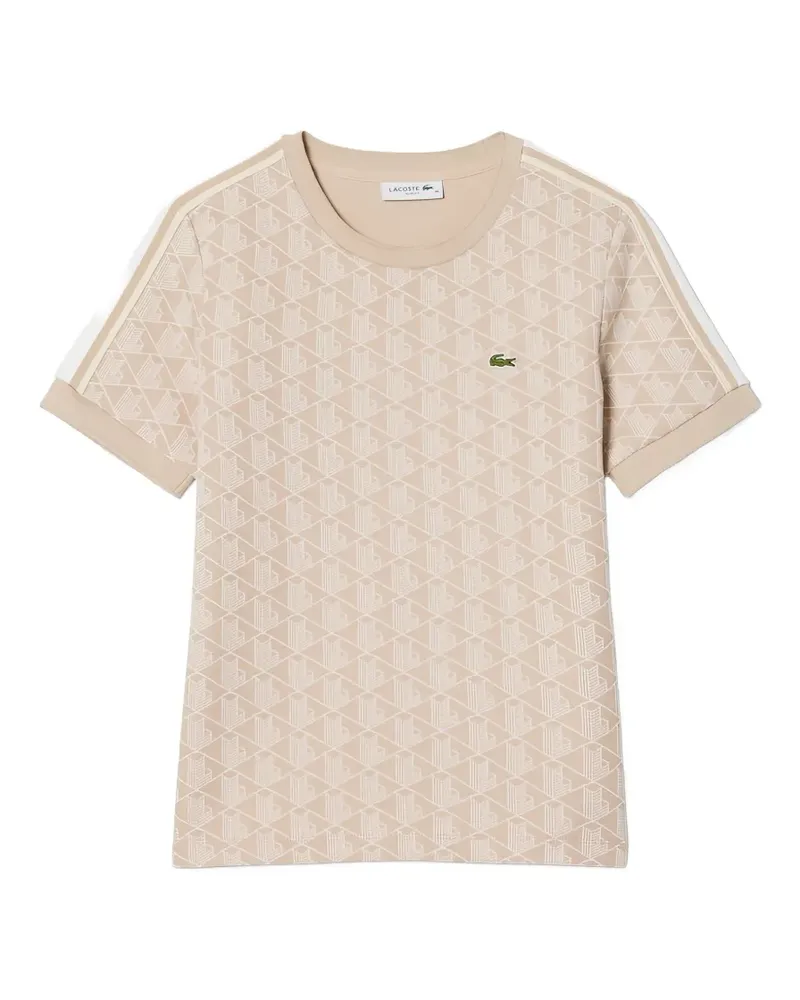 Lacoste Gestreiftes T-Shirt mit geometrischem Print - Nude Nude