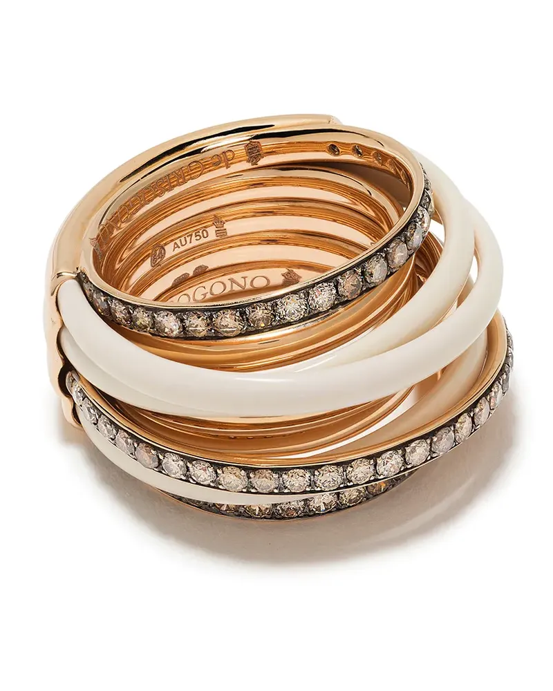 De Grisogono 18kt Rotgoldring mit Diamanten und Emaille - Rosa Rosa