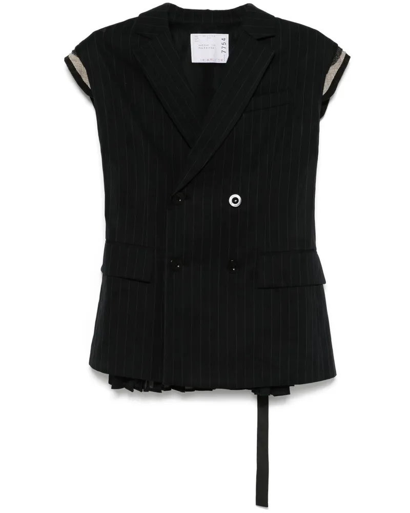 Sacai Weste mit Nadelstreifen - Schwarz Schwarz