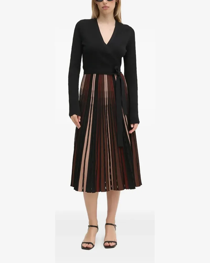 Diane von Furstenberg Gewickeltes Midikleid mit Falten - Schwarz Schwarz