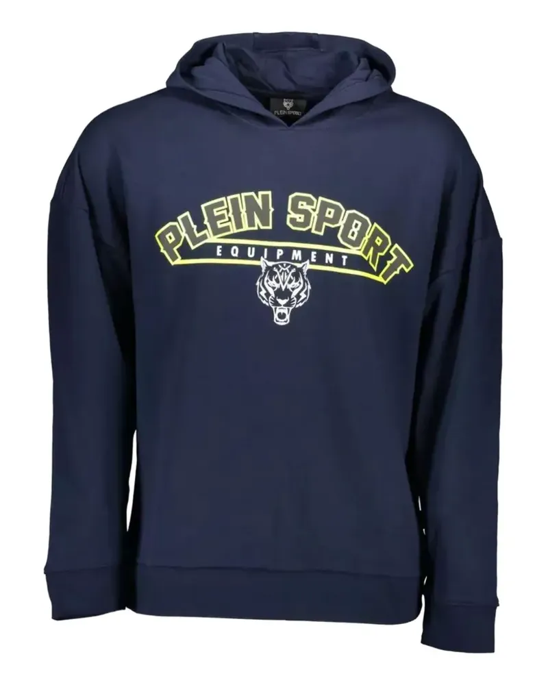 Philipp Plein tiger-print logo-patch hoodie - Blau Blau