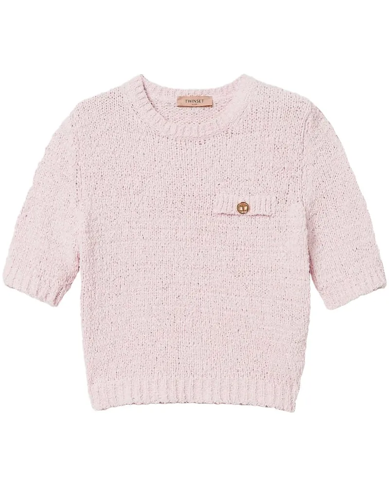 Twin-Set Cropped-Pullover mit Oval T-Knöpfen - Rosa Rosa