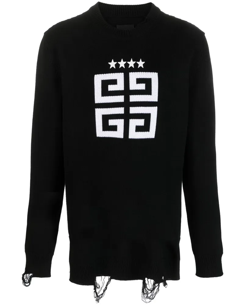 Givenchy Sweatshirt in Distressed-Optik - Schwarz Schwarz