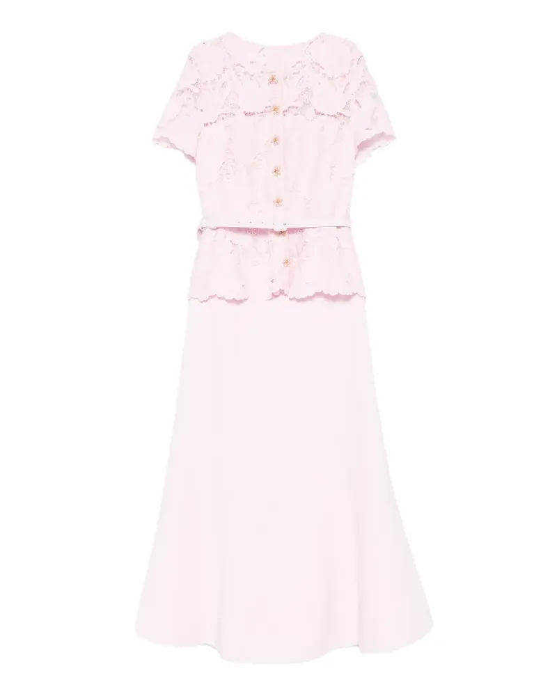 Self-Portrait lace belted dress - Rosa Rosa